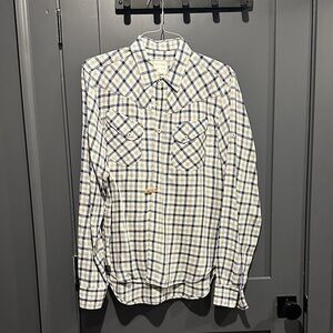 Billy Reid Blue and White Plaid Casual Button Down Shirt